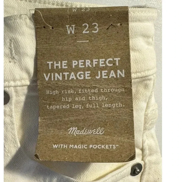 NEW Madewell Size‎ 00 (23) Tile White The Perfect Vintage Jean NWT - Picture 4 of 9